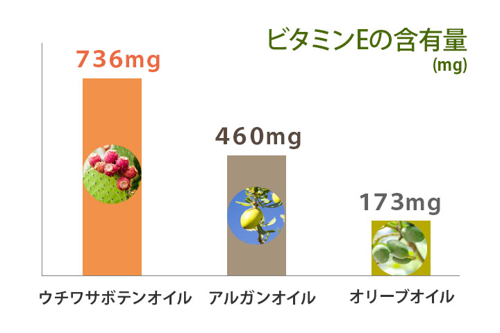 ビタミンE の含有量（1kg内）※オリーブオイルとの比較